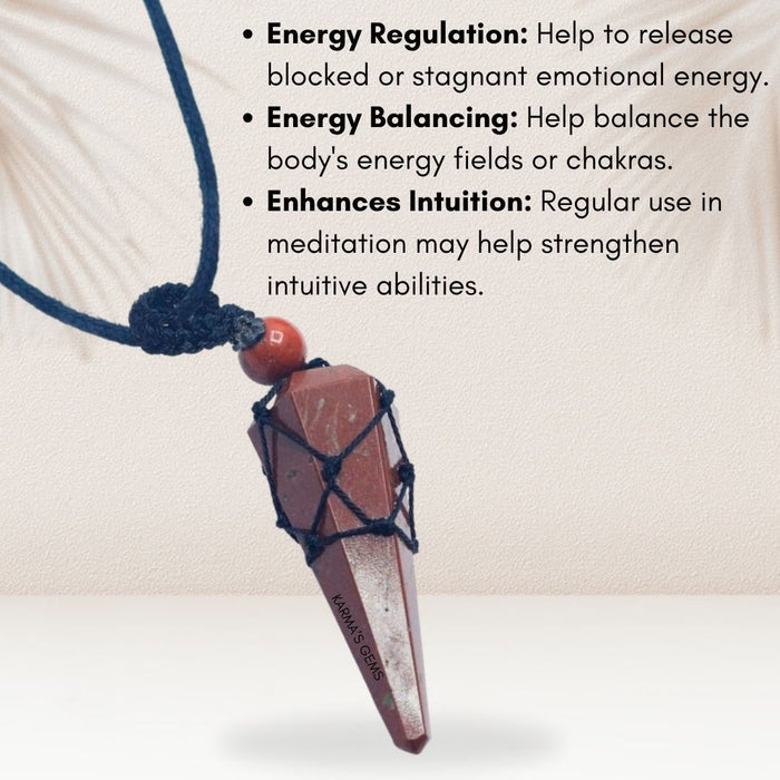 RED JASPER STONE THREAD WRAPPED PENDULUM PENDANT