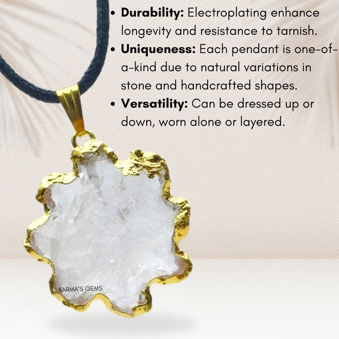 ELECTROPLATED CLEAR QUARTZ STONE PENDANT