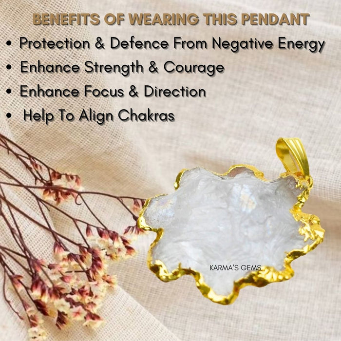 ELECTROPLATED CLEAR QUARTZ STONE PENDANT