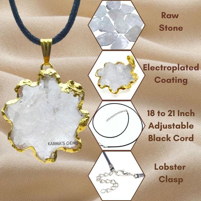 ELECTROPLATED CLEAR QUARTZ STONE PENDANT