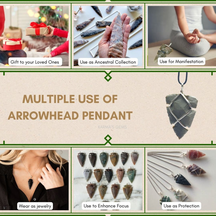 1" TO 1.5" FANCY JASPER SPEARHEAD ARROWHEAD PENDANT