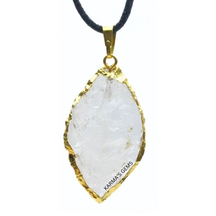 ELECTROPLATED CLEAR QUARTZ STONE PENDANT