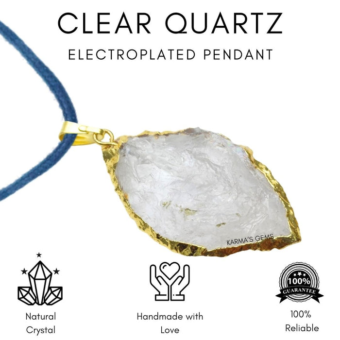 ELECTROPLATED CLEAR QUARTZ STONE PENDANT