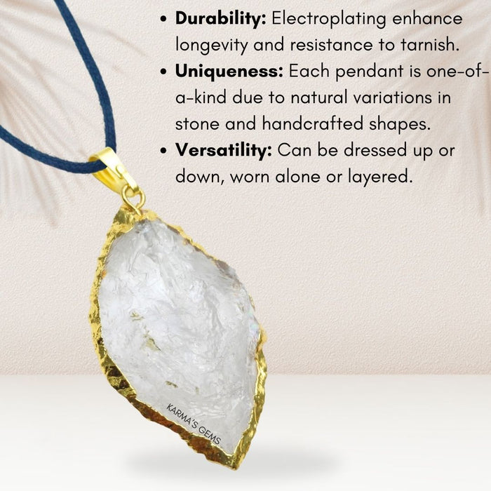 ELECTROPLATED CLEAR QUARTZ STONE PENDANT