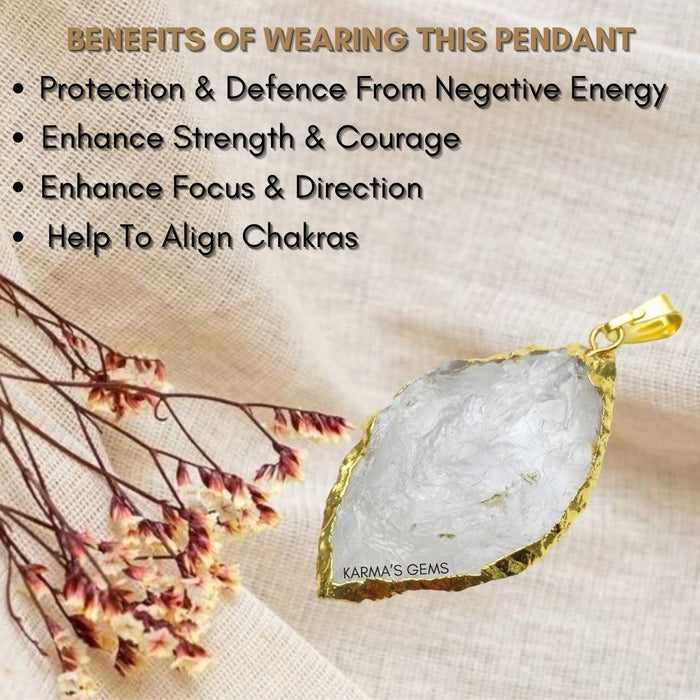 ELECTROPLATED CLEAR QUARTZ STONE PENDANT