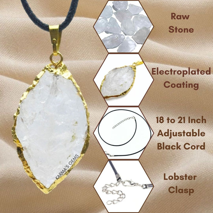 ELECTROPLATED CLEAR QUARTZ STONE PENDANT