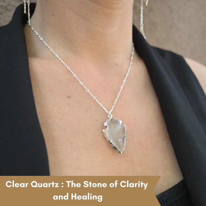 ELECTROPLATED CLEAR QUARTZ STONE PENDANT