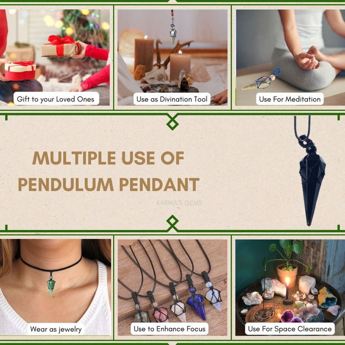 BLACK OBSIDIAN STONE THREAD WRAPPED PENDULUM PENDANT