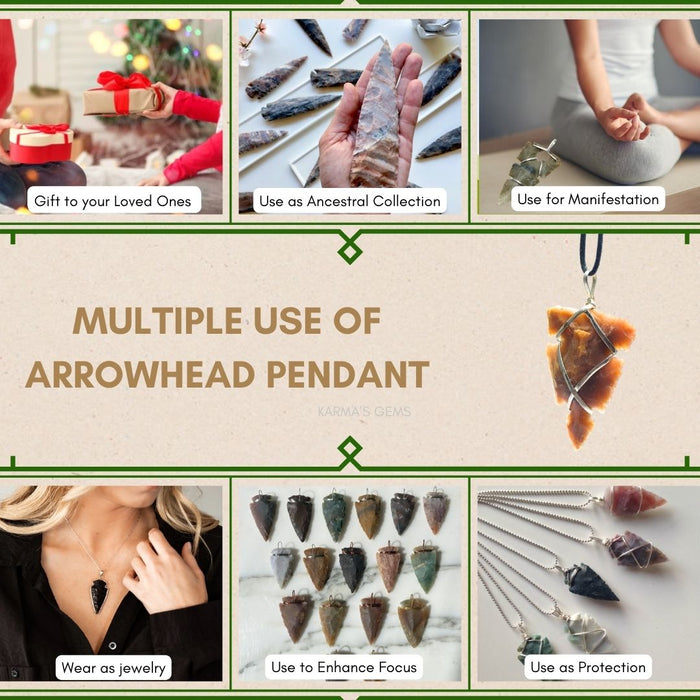 1" TO 1.5" FANCY JASPER SPEARHEAD ARROWHEAD PENDANT