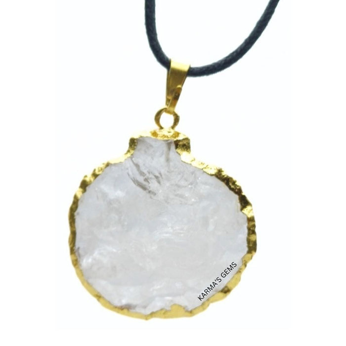 ELECTROPLATED CLEAR QUARTZ STONE PENDANT