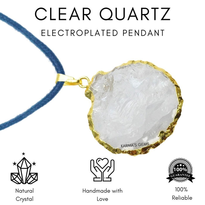 ELECTROPLATED CLEAR QUARTZ STONE PENDANT
