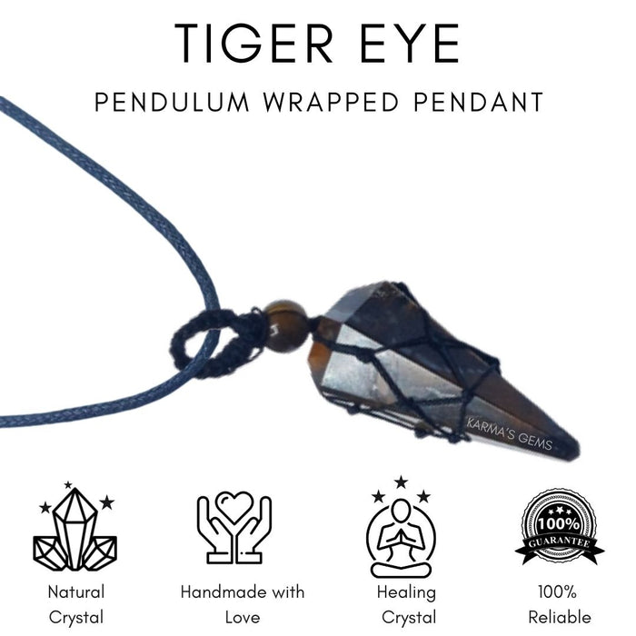 TIGER EYE STONE THREAD WRAPPED PENDULUM PENDANT
