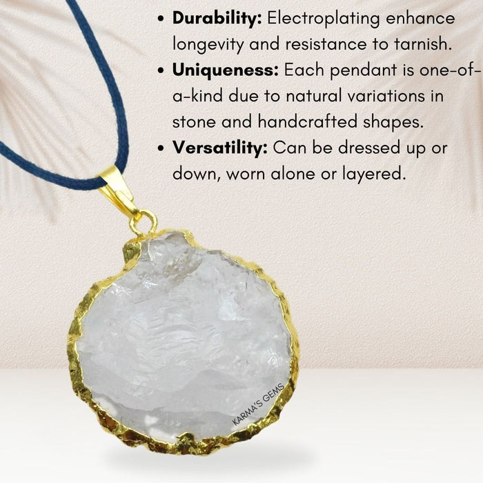 ELECTROPLATED CLEAR QUARTZ STONE PENDANT