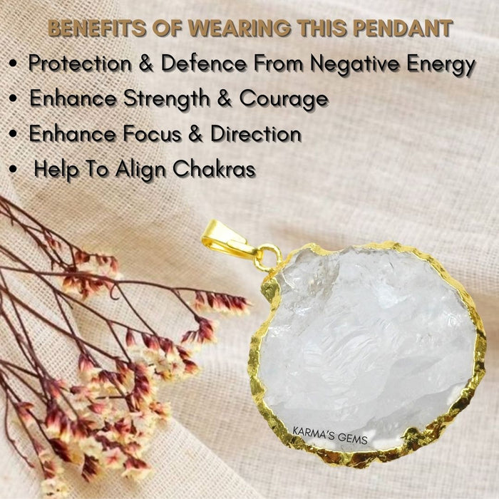 ELECTROPLATED CLEAR QUARTZ STONE PENDANT
