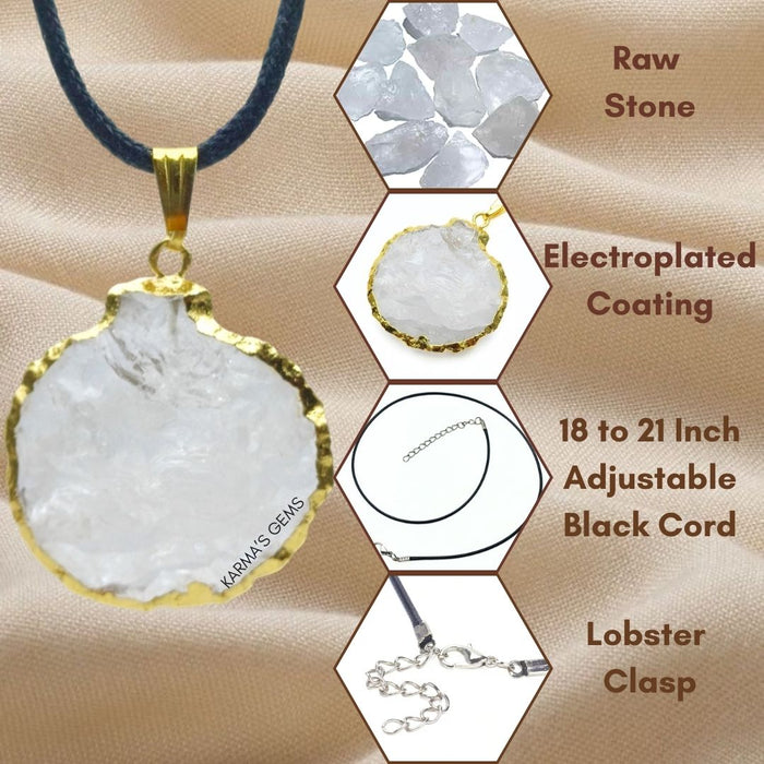 ELECTROPLATED CLEAR QUARTZ STONE PENDANT