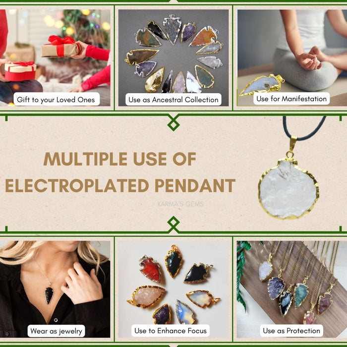 ELECTROPLATED CLEAR QUARTZ STONE PENDANT