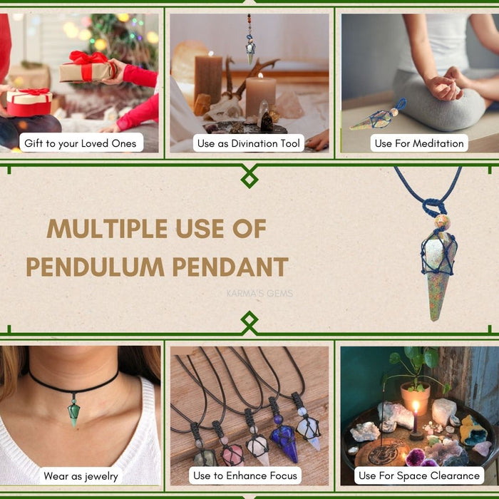 UNAKITE STONE THREAD WRAPPED PENDULUM PENDANT