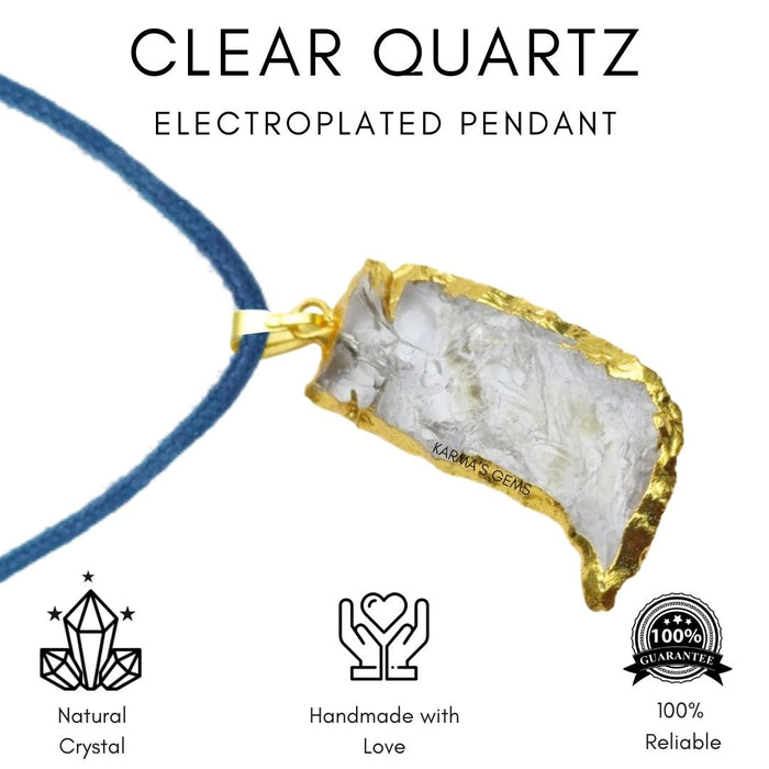 ELECTROPLATED CLEAR QUARTZ STONE PENDANT