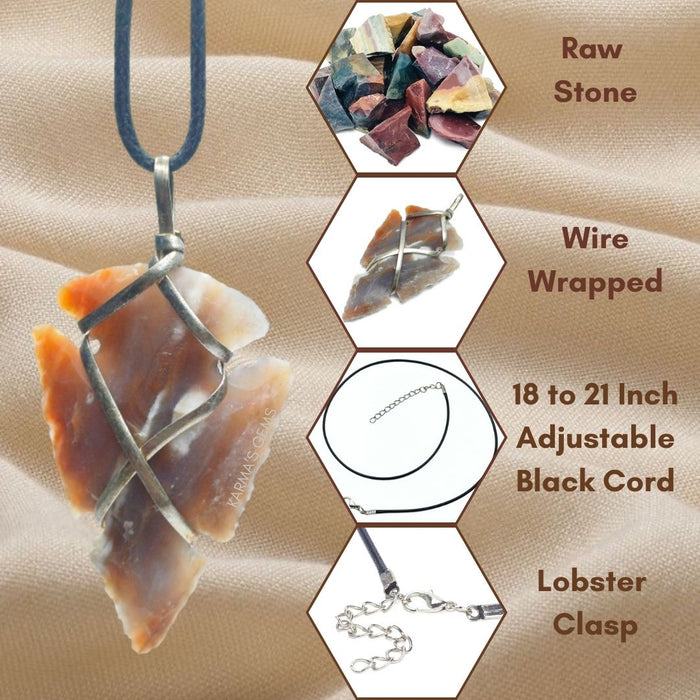 1" TO 1.5" FANCY JASPER SPEARHEAD ARROWHEAD PENDANT