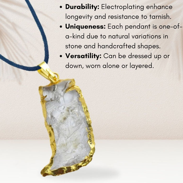 ELECTROPLATED CLEAR QUARTZ STONE PENDANT