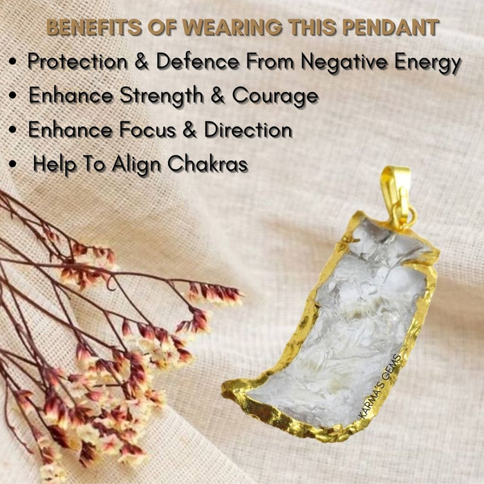 ELECTROPLATED CLEAR QUARTZ STONE PENDANT