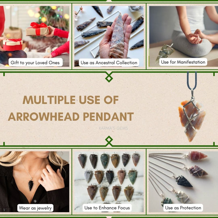 1" TO 1.5" FANCY JASPER SPEARHEAD ARROWHEAD PENDANT