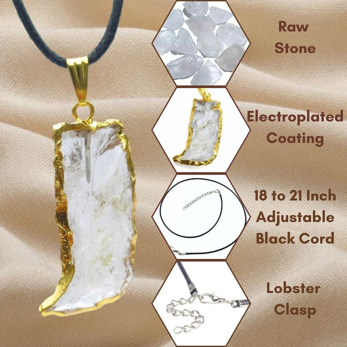 ELECTROPLATED CLEAR QUARTZ STONE PENDANT