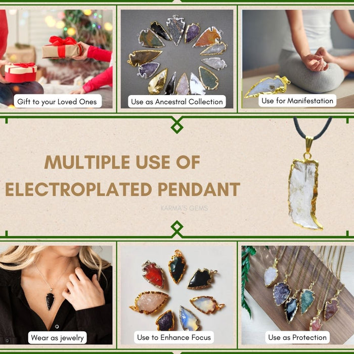 ELECTROPLATED CLEAR QUARTZ STONE PENDANT