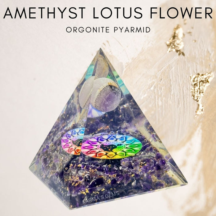 AMETHYST LOTUS FLOWER ORGONITE PYRAMID