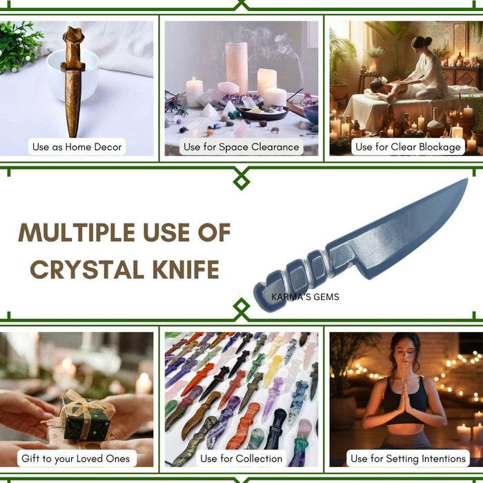 BLACK OBSIDIAN CRYSTAL KNIFE