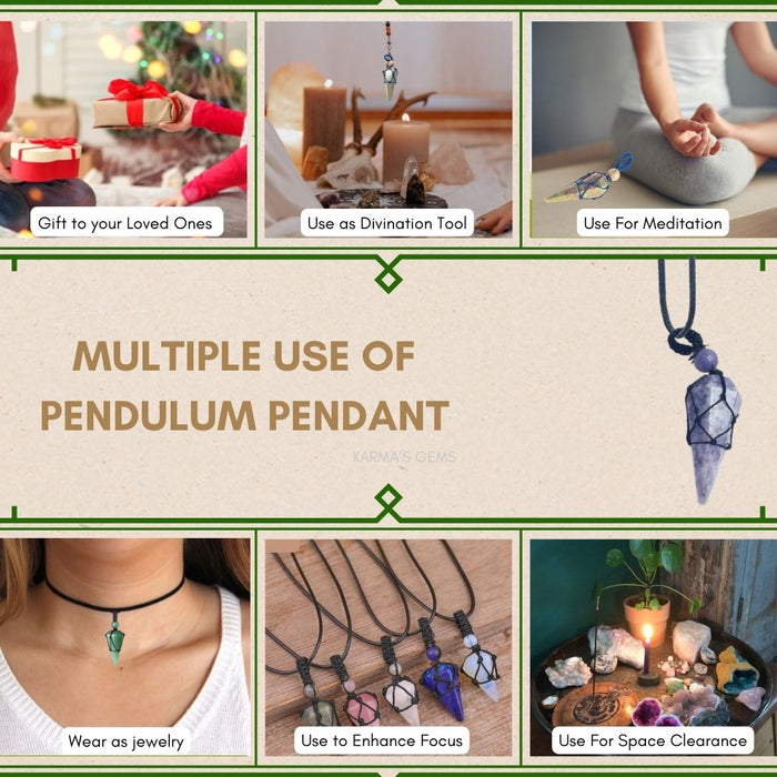 LEPIDOLITE STONE THREAD WRAPPED PENDULUM PENDANT