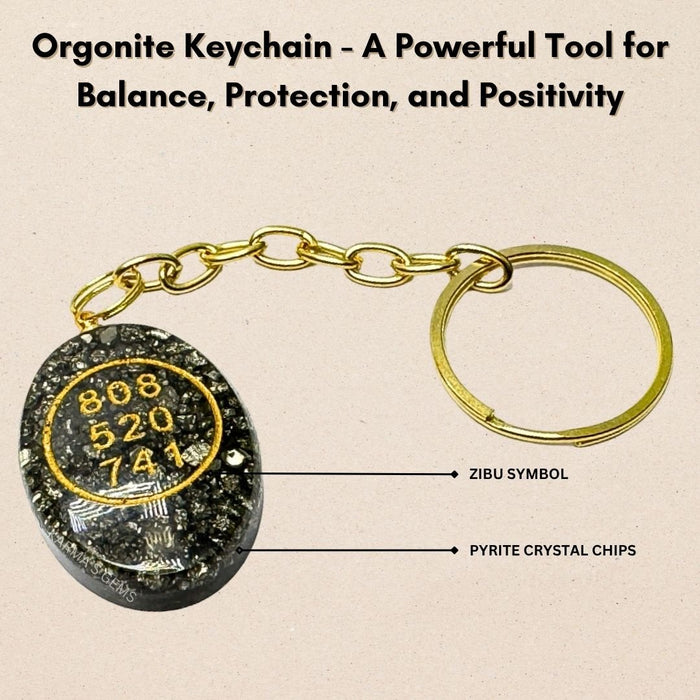 PYRITE CABOCHON ZIBU KEYCHAIN