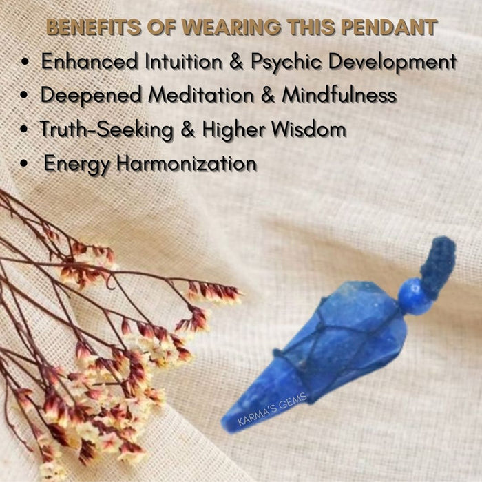 SODALITE STONE THREAD WRAPPED PENDULUM PENDANT