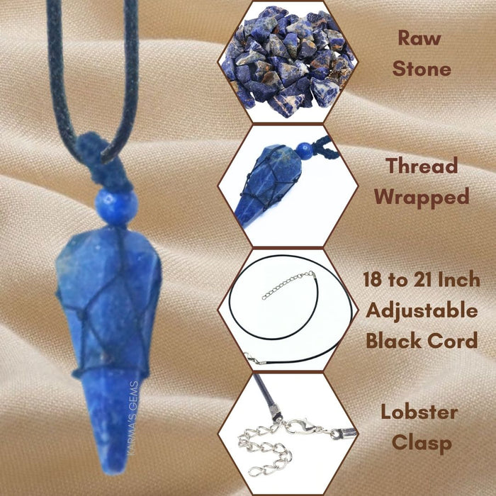 SODALITE STONE THREAD WRAPPED PENDULUM PENDANT
