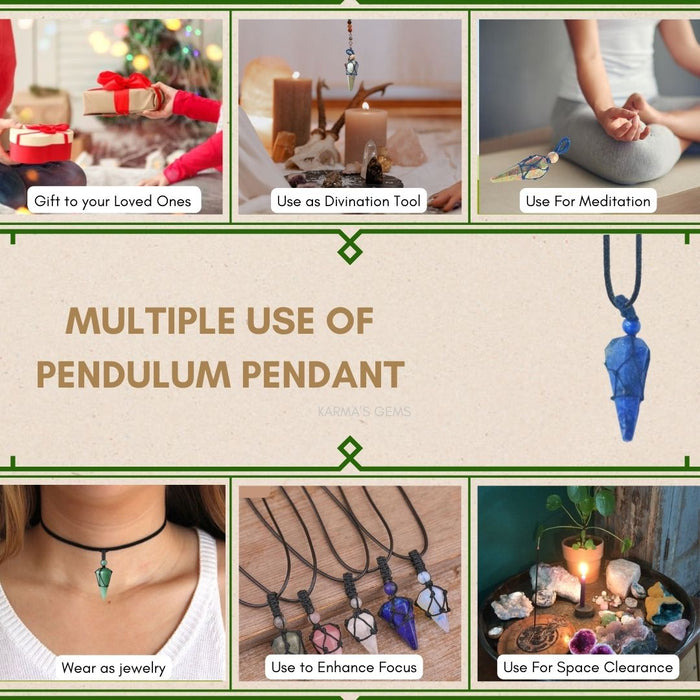 SODALITE STONE THREAD WRAPPED PENDULUM PENDANT