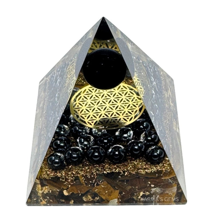 TRIPLE PROTECTION FLOWER OF LIFE ORGONITE PYRAMID